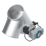 Two-way valves with interior collar 60°, asymmetrical, without flap seal, pneumatically operated, rotary actuator - Two-way valves